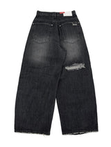 black destroyed wide denim