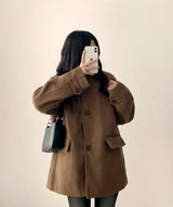 Is-neck buckle point quilted half coat