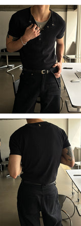 [S/S] High ribbed henry neck half knit(3color)