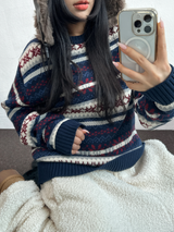 ノルディックスノーフラワーディアニット🦌❤💙🩶3COLOR