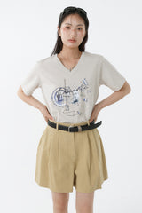 ギャラクシーVネックTシャツ_ライトベージュ