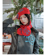 New product UnsocialNight original autumn and winter 水玉模様 ニットスカーフ 両面カラーコントラスト