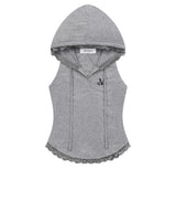 ASEN LACE SLIM HOOD SLEEVELESS (4COLOR)