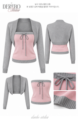 Pink gray bolero top two-piece