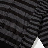 ストライプニットフーディドジップアップ / Black charcoal