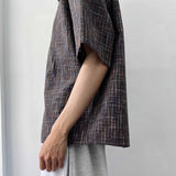 Textured Plaid Boxy Shirt