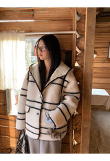 Style Hooded Wool Suede Coat