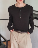Ullen Wool Henley Neck Double Long Sleeve Tee
