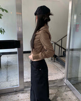 Brown slim zip up