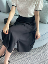 Caron Color Matching Openwork Puff Short Sleeve Knit