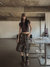 Military Snap Wide Bermuda Pants