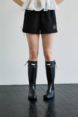 RIBBON JERSEY TRACK MICRO SHORTS / BLACK