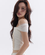 ロージー メッシュ ピンタック ボレロ Tシャツ_TT6S211IV