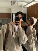 [Setup] Logane Maison Knit Hooded Zip-Up Wide Pants Set