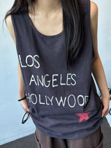 Penny Tattoo Print Oversized Longline Sleeveless Top 5color