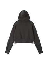 CUT OUT CROP HOOD ZIP-UP (CHARCOAL)