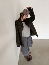 stripe short beanie