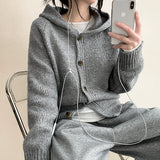 クラン レグレン フード付きニットカーディガン