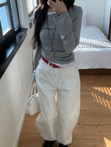 Mild Back Lace-Up Corset Balloon Wide Pants