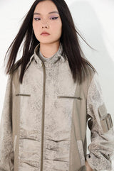 Snake pattern printed heavy-duty patchwork loose jacket