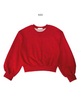Burnt Overfit Balloon Crop Sweatshirts 4C