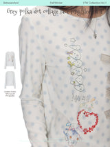 BETWEENAND Women’s long-sleeved T-shirt in autumn style, featuring beautiful white polka-dot lace trimmings