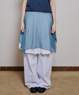 SKYBLUE DOTTED LAYERED WRAP MIDI SKIRT