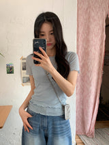 #Wave Point Short Sleeve T-shirt + Sleeveless Set (3color)