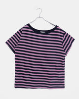 マットストライプワンショルダーオーバーサイズフィットTシャツ