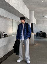 A-ekid overfit check pocket shirt