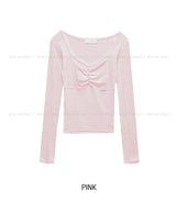 Meloni Ribbed Shirred Long Sleeve