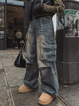 シュンラサールピンタックカーゴデニムパンツ