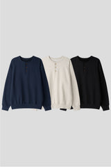 LMN ムードヘンリーネックタッチオーバサイズフィットスウェットシャツ (3 colors)