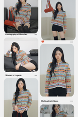Nordic round knit cardigan