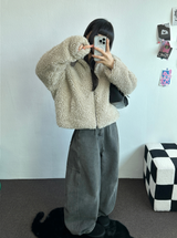TEDDY🧸CHOKER SHEEP FUR MUSTANG ZIP UP JACKET 🤎💛💚2COLOR
