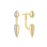 two tone sparkle puppy spike 925 sterling silver with two tone plating ear jacket earrings E069-03T