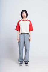 サイクルプリントラグラン ½Tシャツ (red/ivory)