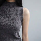 [Envine] Half Neck Linkle Wave Sleeveless - 4color