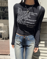  Quiet Poem typo slim fit long sleeve t-shirt (3 colors)