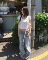 バンディングワイドデニムパンツ