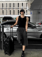 Pigment Silver Charcoal Bermuda Training Pants - Cargo Style