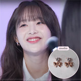 [CHUU Piercing] ハートクリスタル&リボンピアス - ローズゴールド