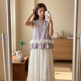 Contrast Ruffle Hem Sleeveless Top