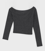 [MADE] Delfina Burton Unbalanced Off-Shoulder Long Sleeve T-shirt