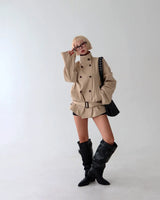 Belt Set High-Neck Half Trench Coat
