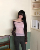 ハメンボートネックラグランロングスリーブTシャツ
