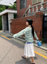 Levui Summer See-through V-Neck Layered Long Sleeve Tee