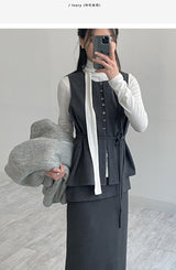 [Brushed Lining] Tie Pintuck Turtleneck T-Shirt
