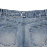 Fray patch denim Pants / Light blue