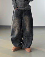Reverse curved cut denim